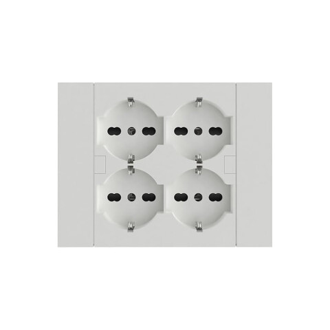Plaqueta 4 tomas schuko blanca p/caja llana M47160