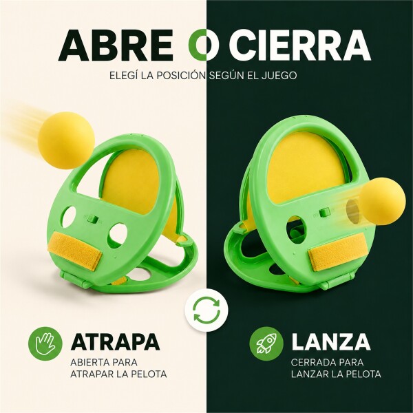 Raqueta Lanza y Atrapa Pelota con 2 Bolas Verde