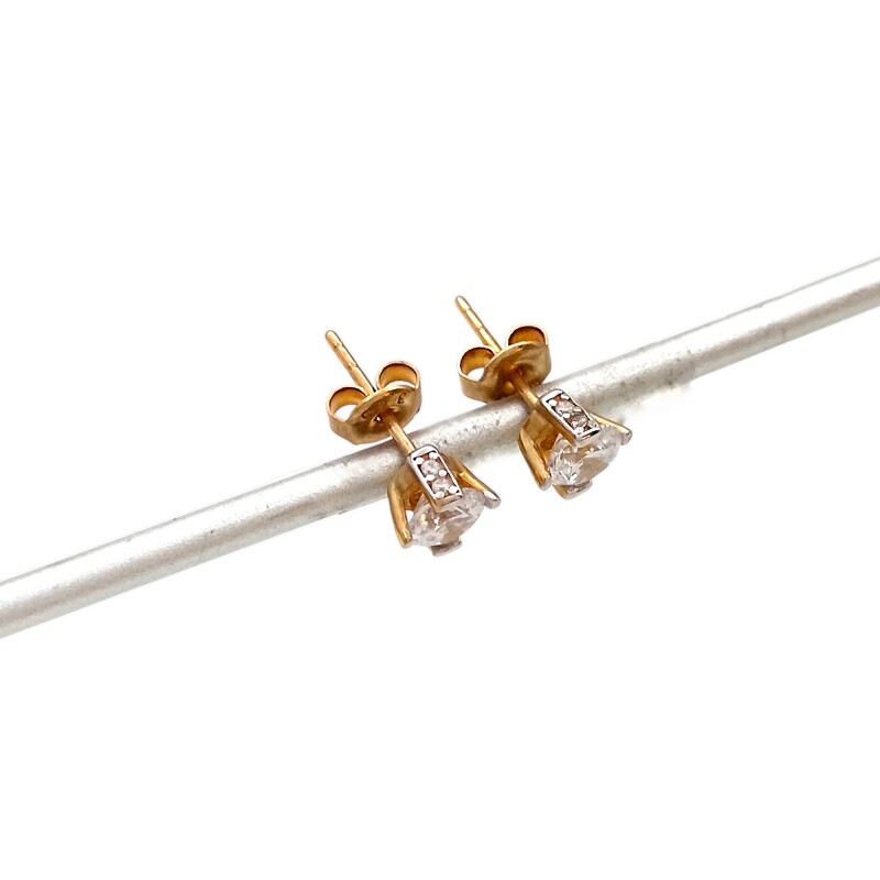 Caravanas Zirconia oro amarillo y oro blanco- Oro bajo - Zirconia - CA8106 conpiedra