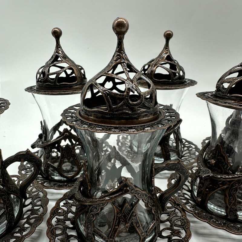 Juego de metal cobre con tajine x6 Juego de metal cobre con tajine x6