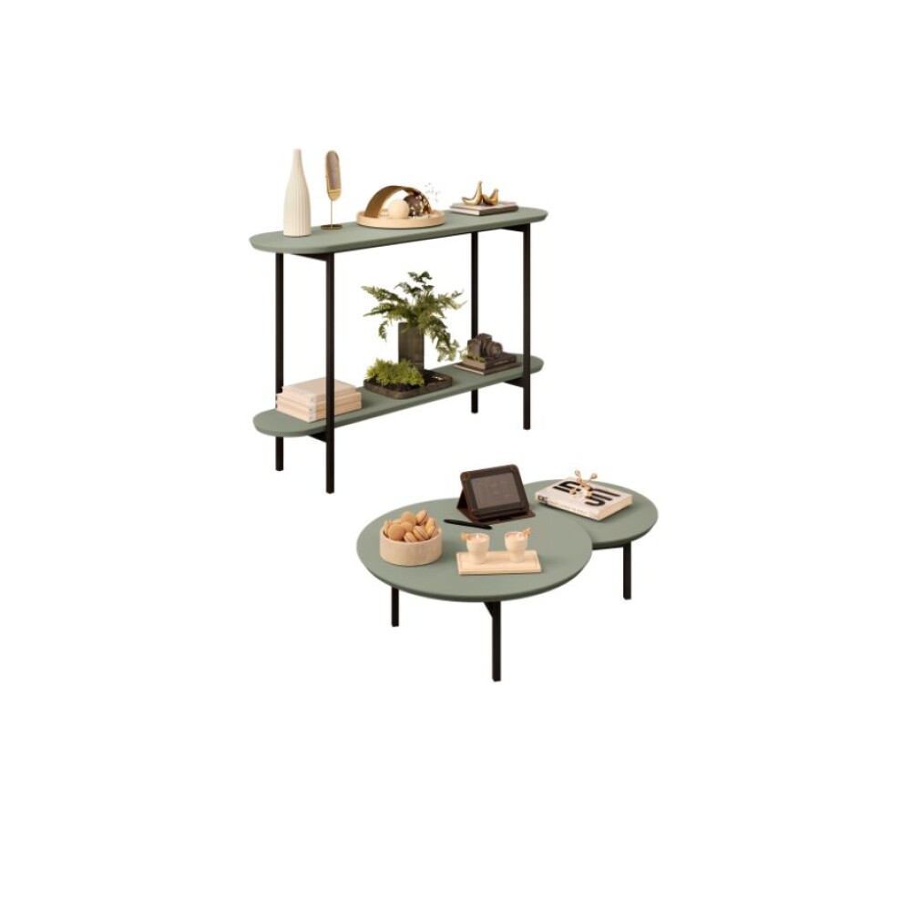 Mesa De Living MDF y Metal - Charlote Verde