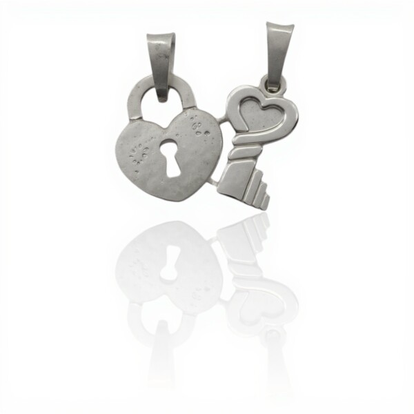 Dije Corazón y Llave-Plata 925-Sin Piedra-CP3280 sinpiedra
