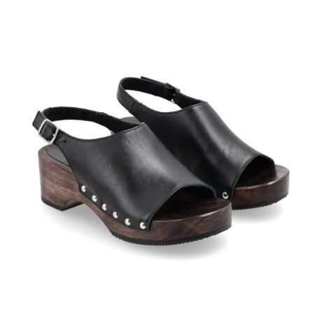 SANDALIAS VENET - CUERO CLOG NEGRO