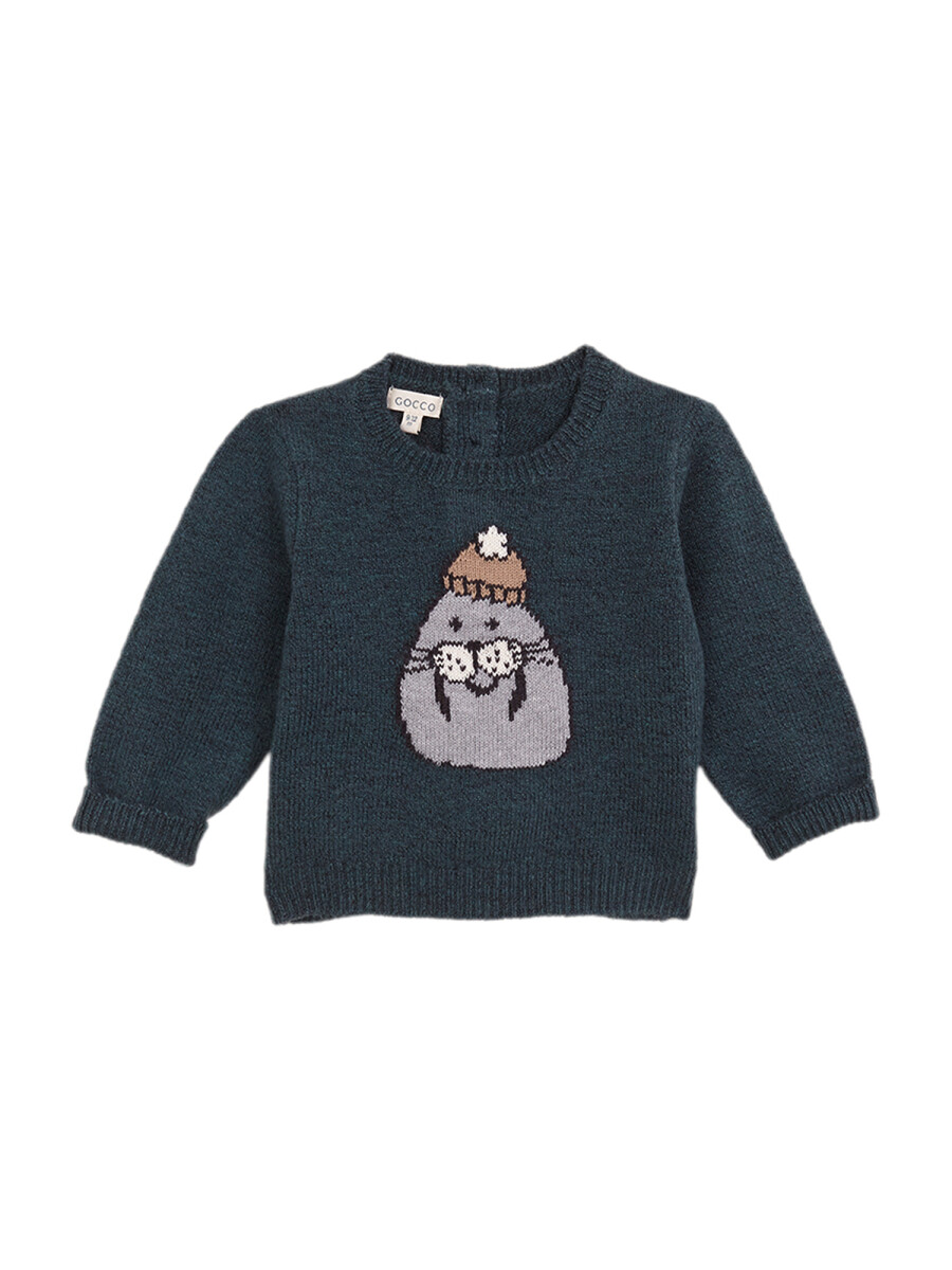 Jersey Con Intarsia Petroleo Melange