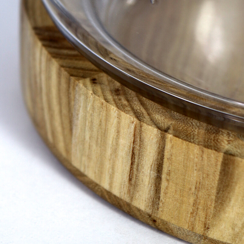 FRASCO DE VIDRIO C/BASE MADERA/TAPA 8.5X34CM Unica