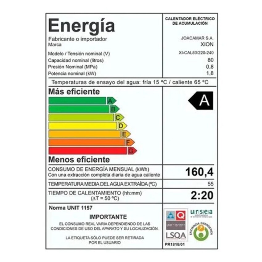 Calefón Xion 80 Litros Acero Calefón Xion 80 Litros Acero