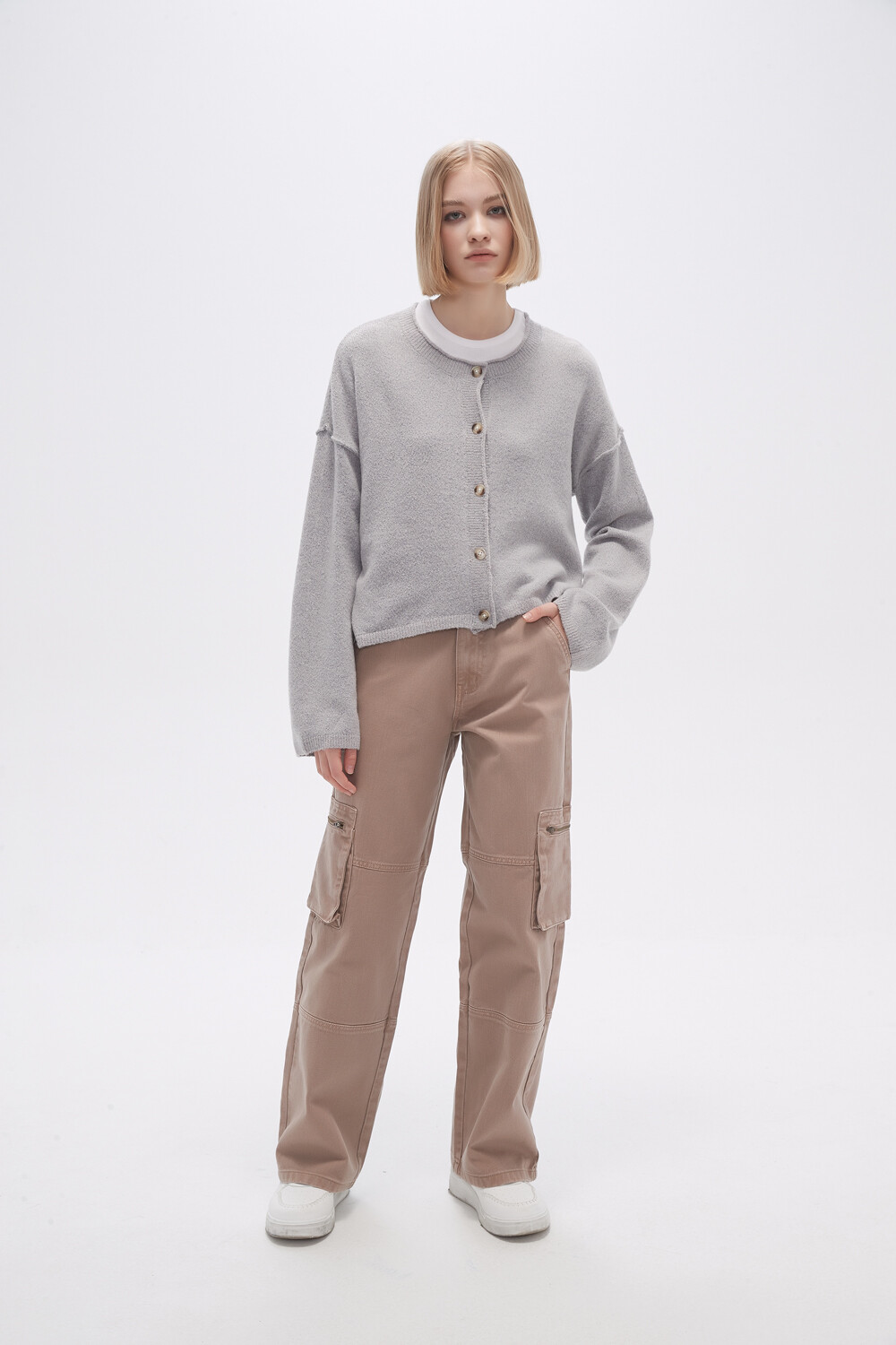 Cardigan Dialoy Gris Melange Medio