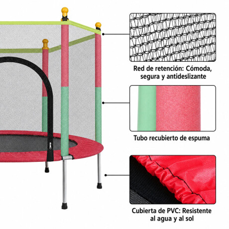 Cama Elástica Infantil Diametro 140cm Con Red De Seguridad Rojo