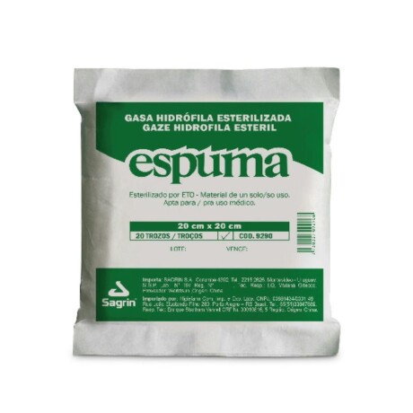 Gasa Hidrófila Estéril Espuma 20x20cm 20 Trozos Gasa Hidrófila Estéril Espuma 20x20cm 20 Trozos