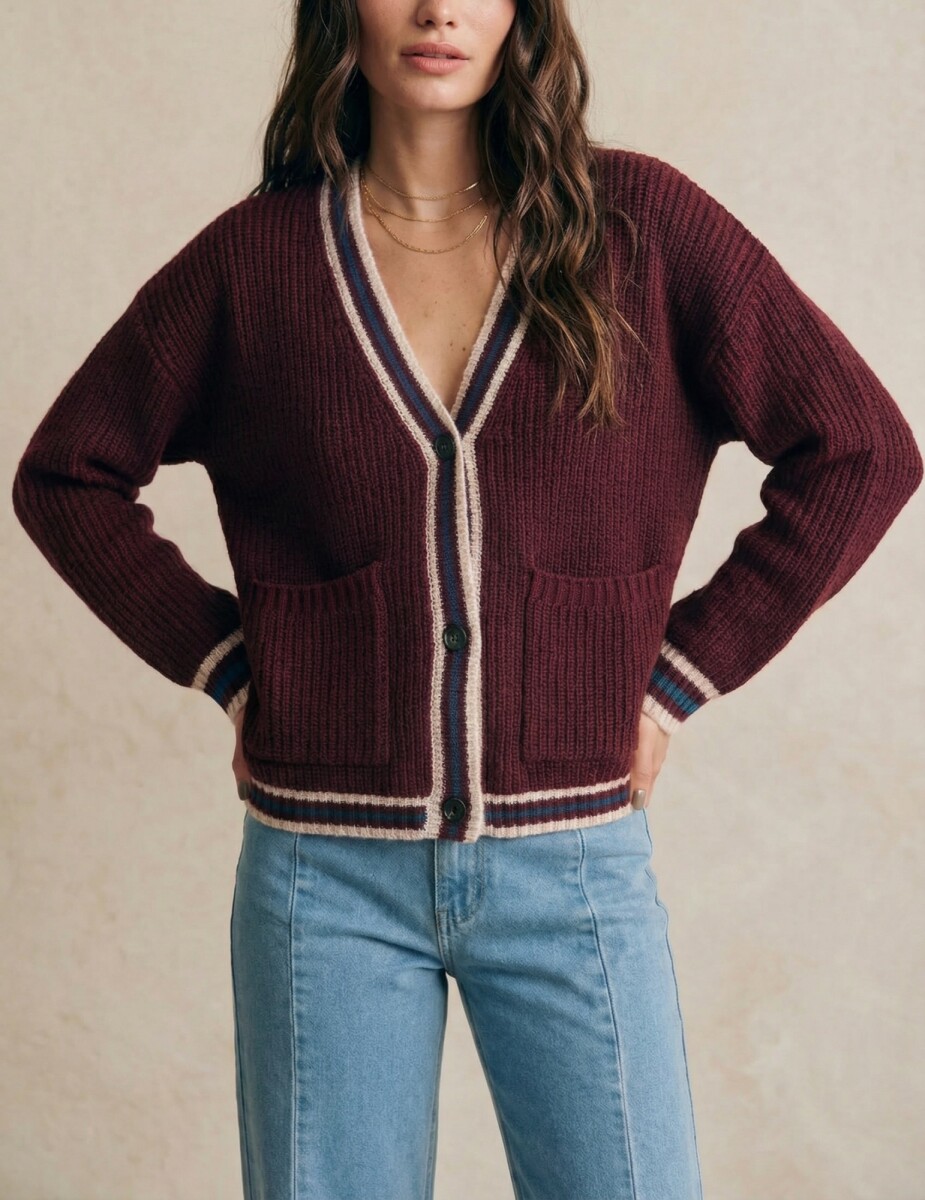 Cardigan Lana Multi - Rojo 