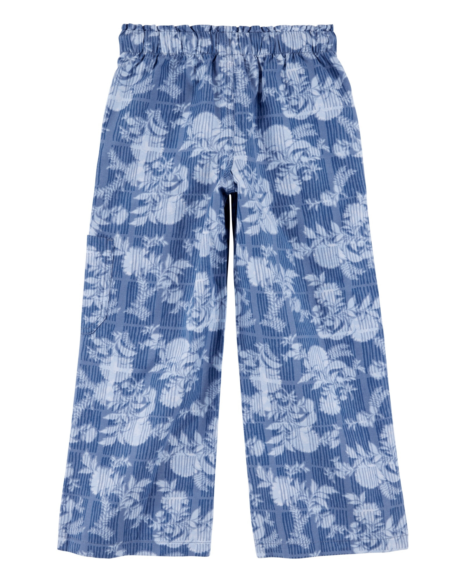Pantalón de algodón, azul, diseño floral Sin color