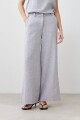 Pantalón ancho de lino con tajos gris melange