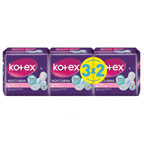 Kotex toallas femeninas Nocturna c/alas x24