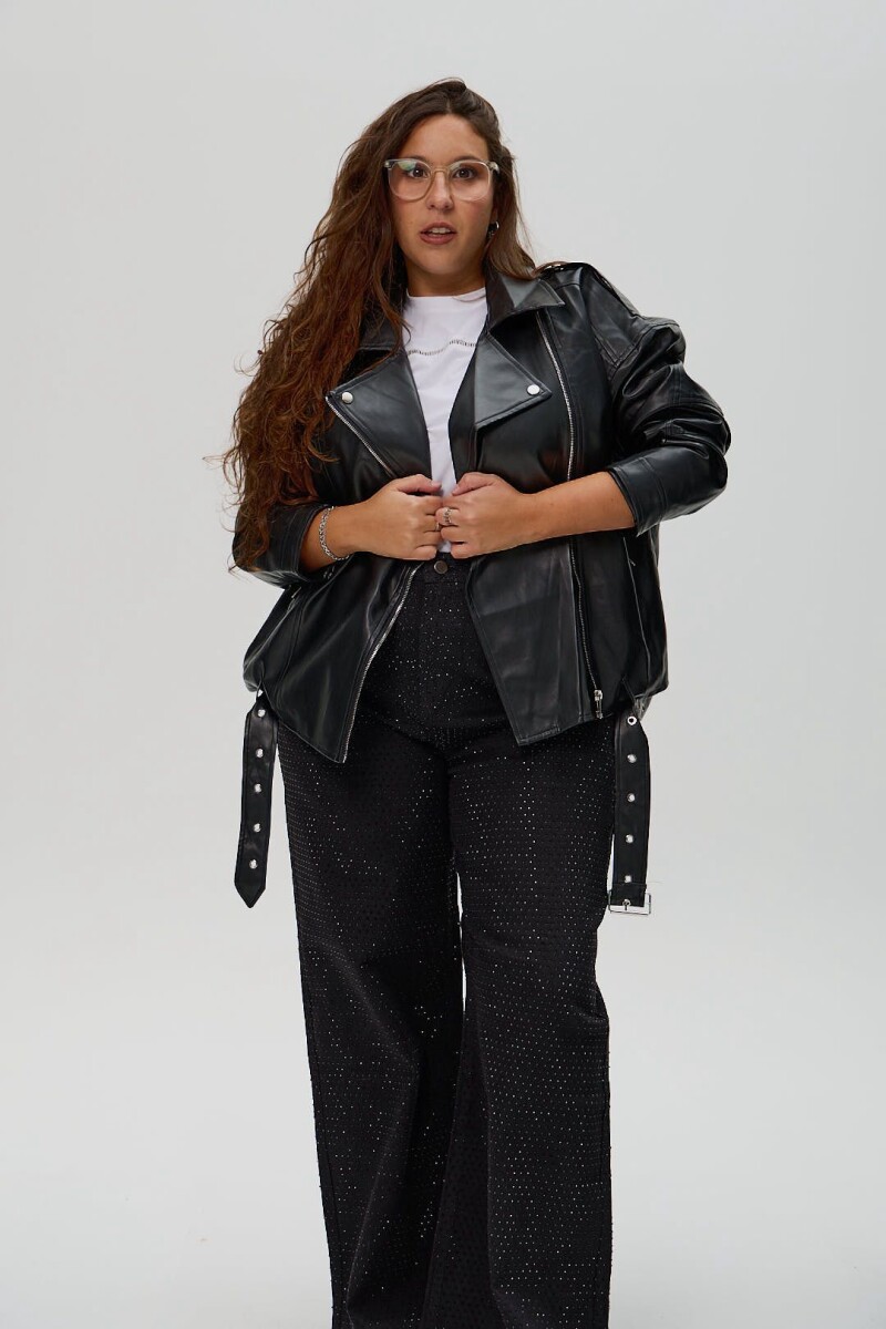 campera cuerina - Negro 