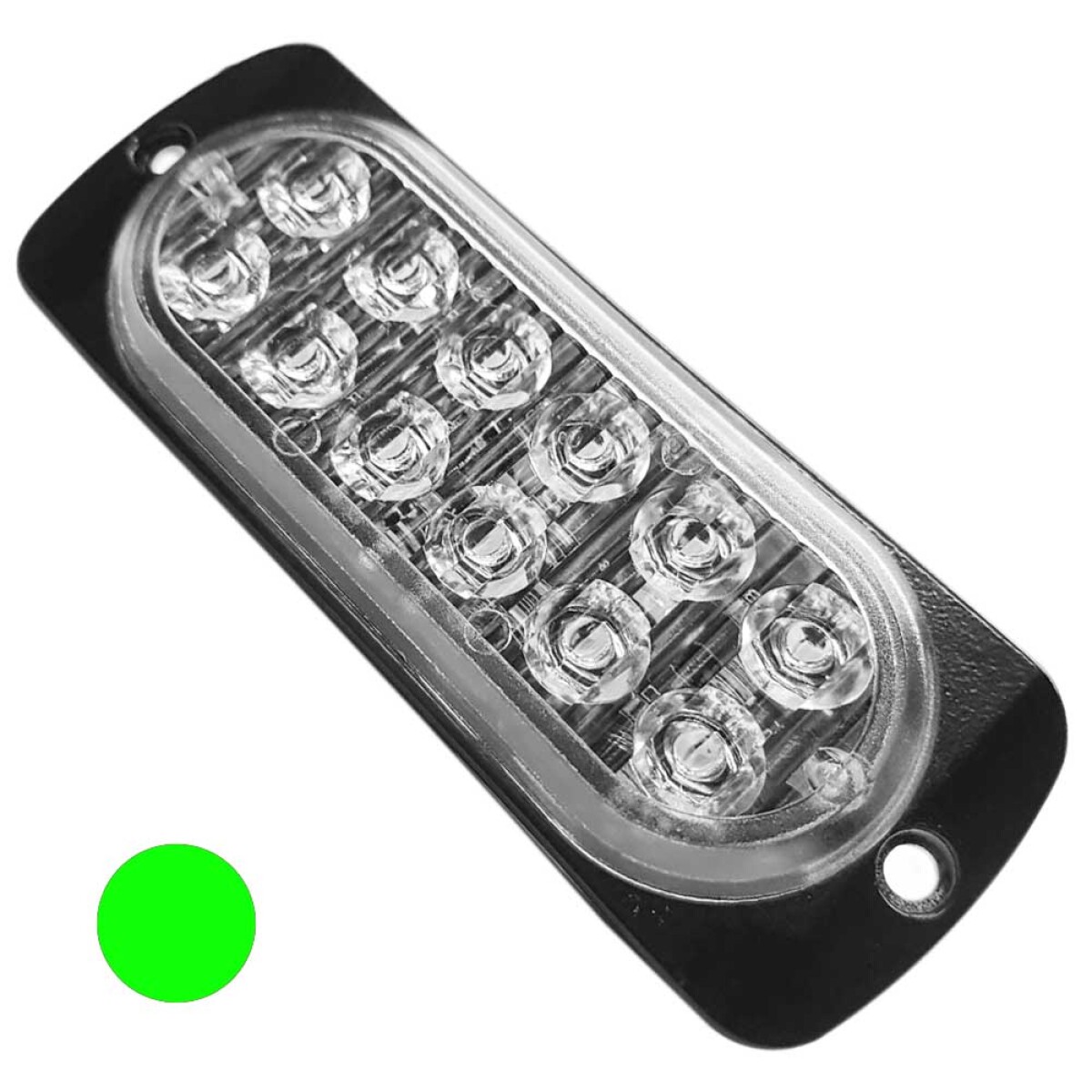 SEÑALIZACION - BARRAL VERDE 12 LED 12/24V 112X41MM - 