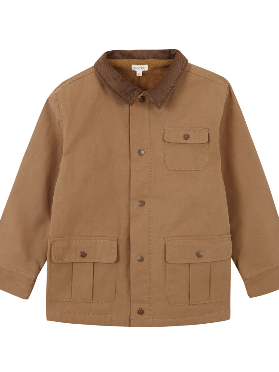 Campera Encerada Con Cuello Camel