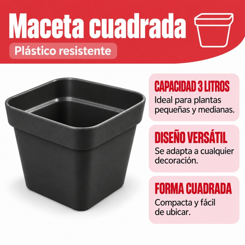 Maceta chica 7,5 lts NEGRO