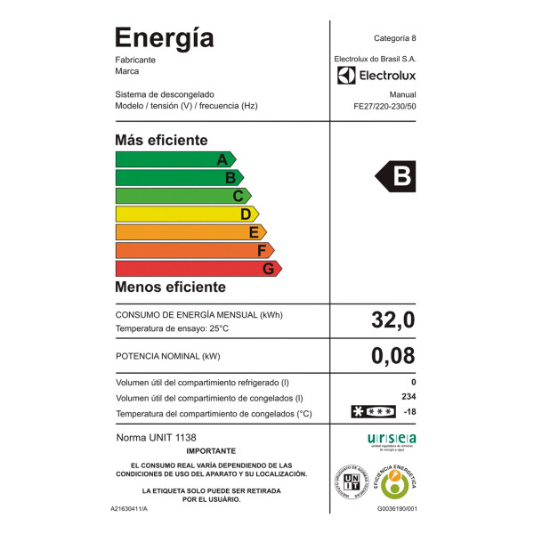 Freezer Vertical Electrolux Fe27-wht 234 Litros FREEZER ELECTROLUX VERTICAL 234L FE27