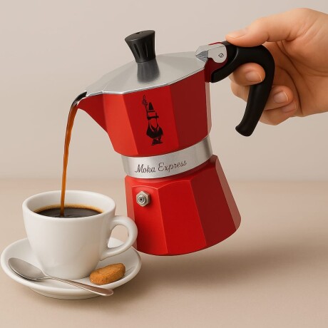 Cafetera Moka Express Roja 130ml 3 Tazas Bialetti Cafetera Moka Express Roja 130ml 3 Tazas Bialetti