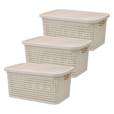 Set x3 Caja simil rattan 2,5 Lts (23x15,5x11cm) rosado BEIGE