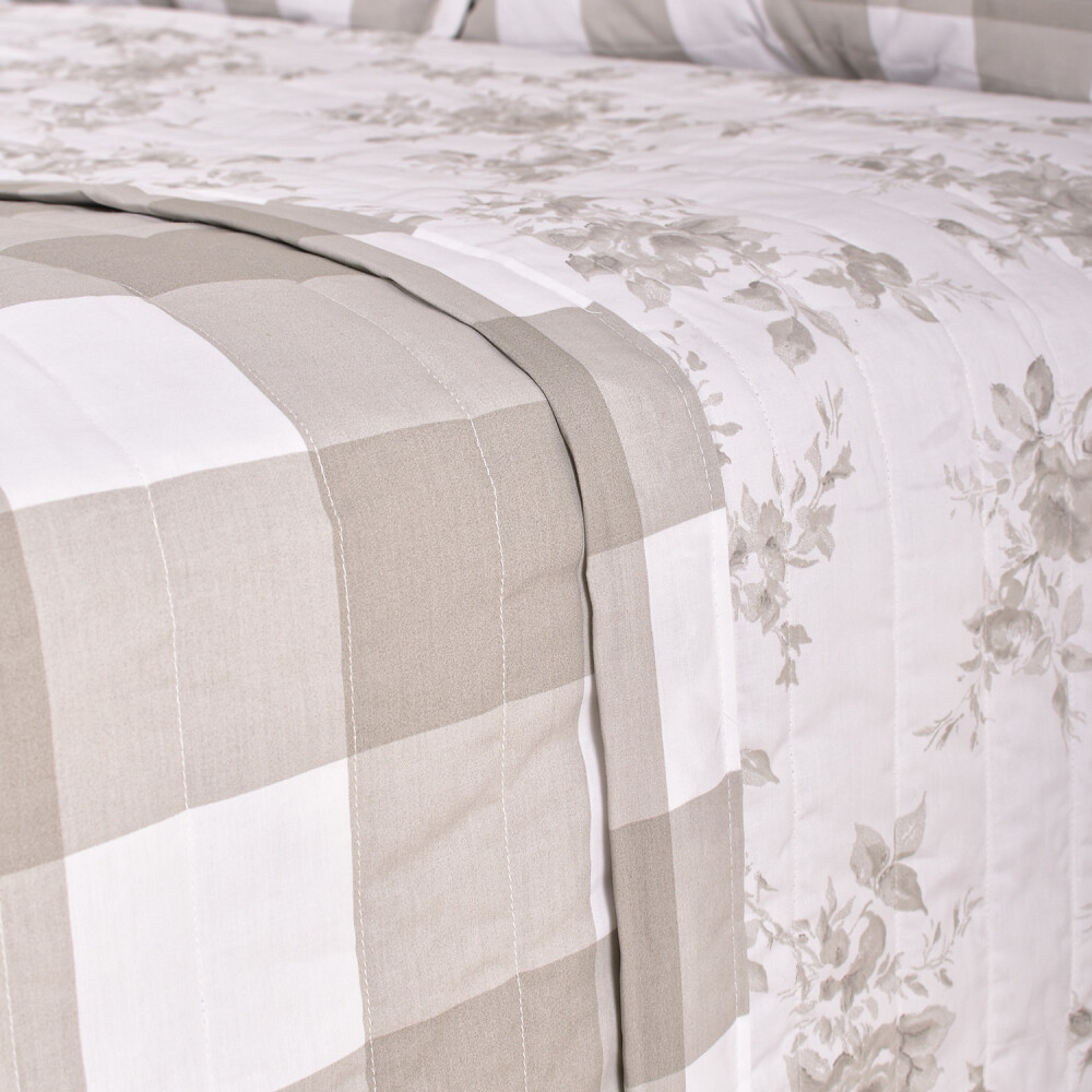 Cubrecama Amelia Cuadros Beige King - Super King