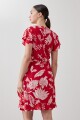 Vestido cruzado con estampa floral rojo