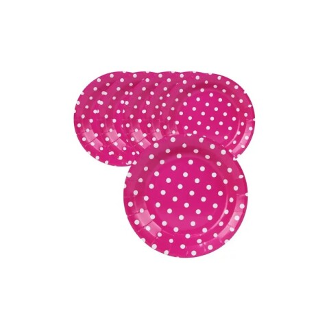 Platitos de papel rosado lunares x 10 unidades Platitos De Papel Rosado Lunares X 10 Unidades