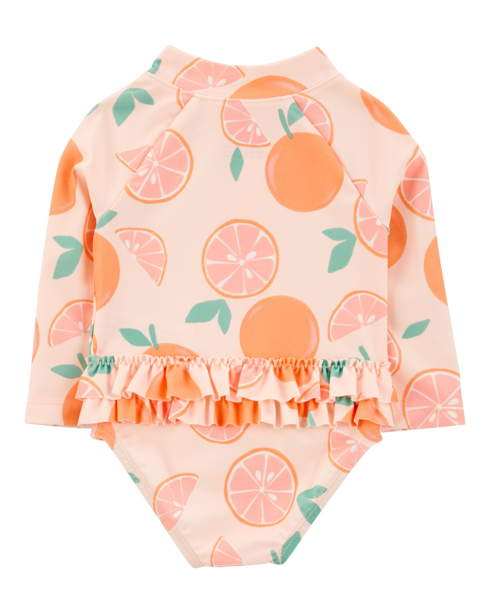 Malla de baño una pieza, manga larga, con protección UPF 50+, diseño naranjas Malla de baño una pieza, manga larga, con protección UPF 50+, diseño naranjas