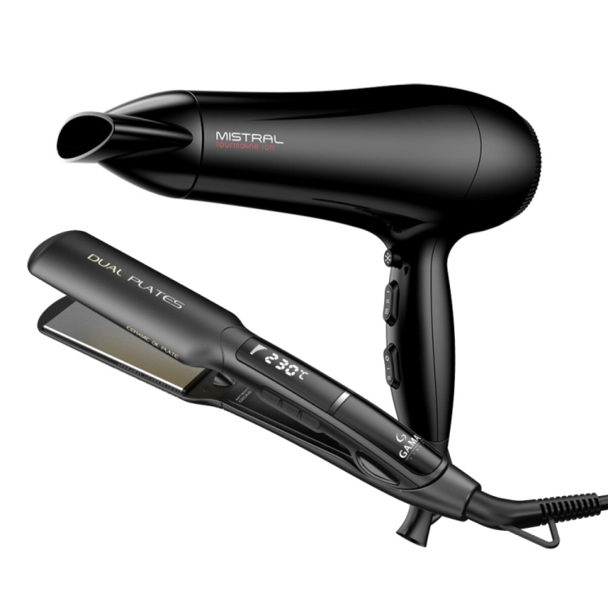 Pack Plancha X-wide Dig 4d Dual Plates + Secador Mistral Ion 