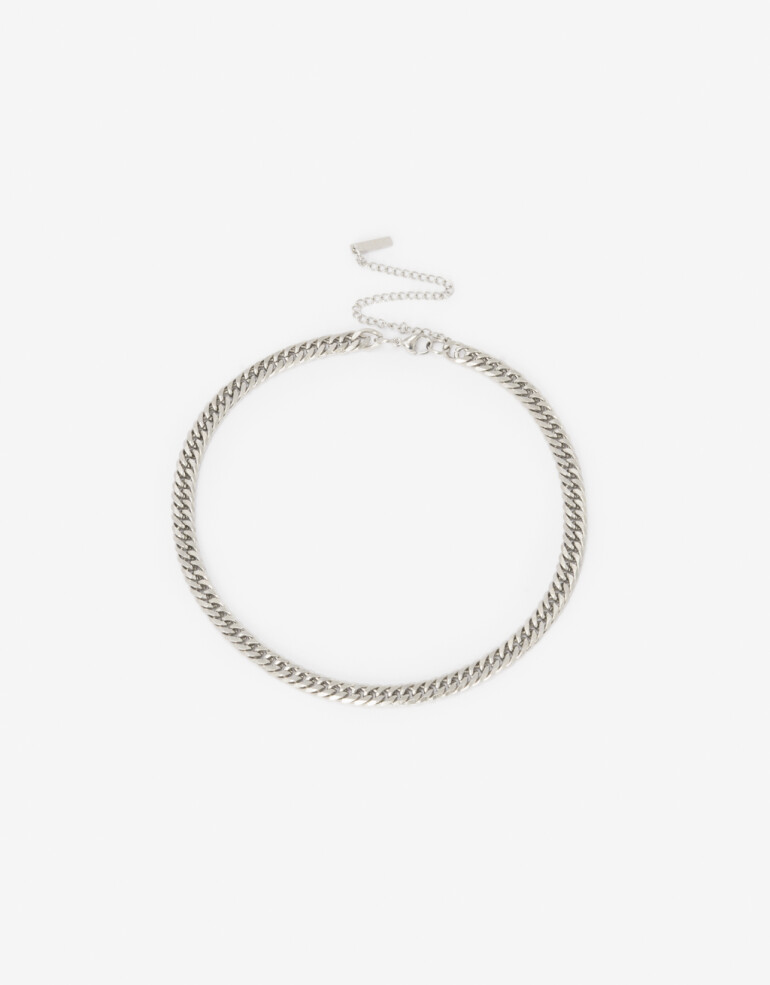 Collares Cortos Metal Collar Corto Bold De Acero - Plateado