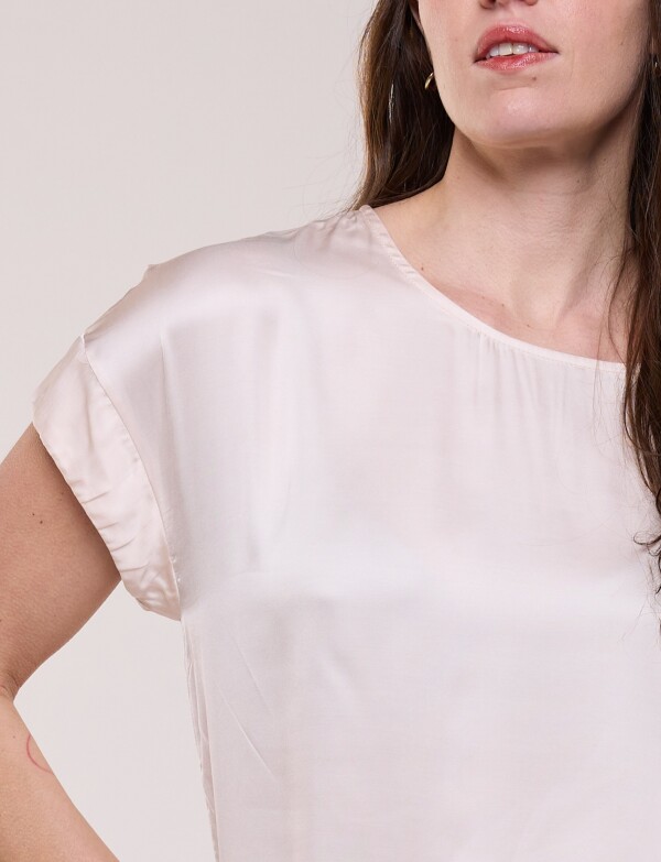 Blusa Saten Manga Corta ROSA CLARO