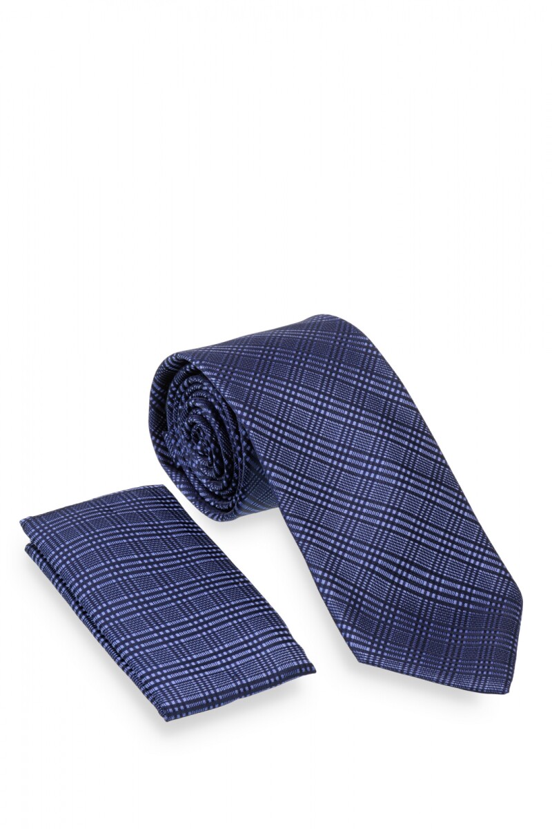 Corbata con pañuelo 8 cm BLUE