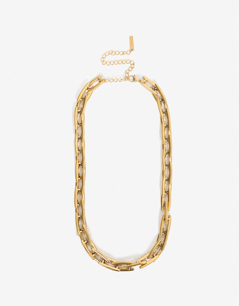 Collares Cortos Metal Collar Corto De Acero - Dorado
