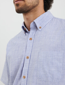 012611 CAMISA HARRINGTON LABEL Azul Melange / Blanco