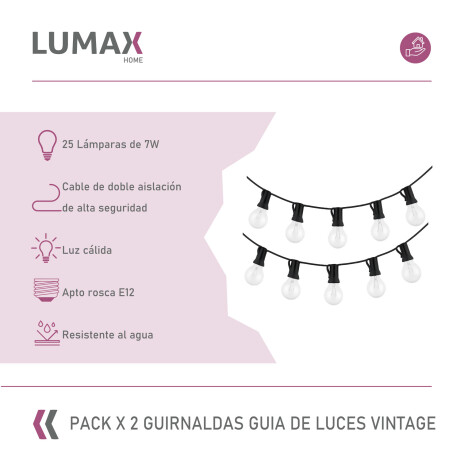 Pack x 2 Guirnalda Guía De Luces Vintage Pack x 2 Guirnalda Guía De Luces Vintage