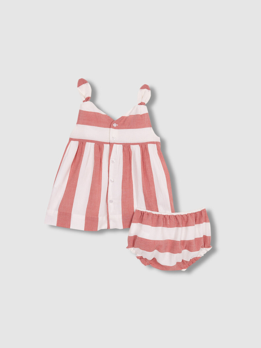 Vestido Rayas Tirantes Naranja