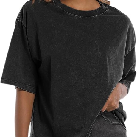 Camiseta oversize jaspeada Negro