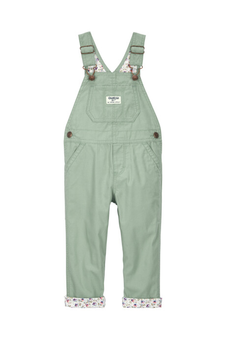 Enterito de lona, verde, con forro floral. Talles 2-5T Sin color