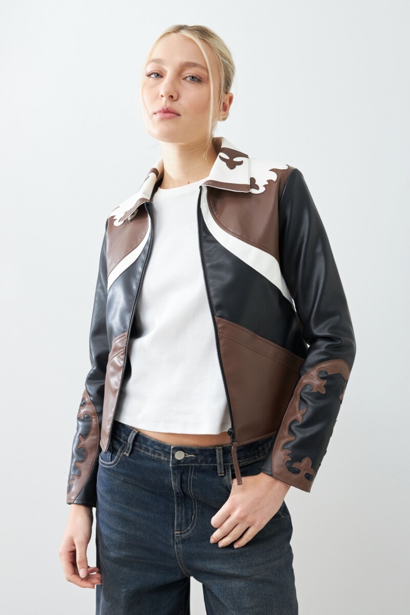 Chaqueta western eco cuero negro