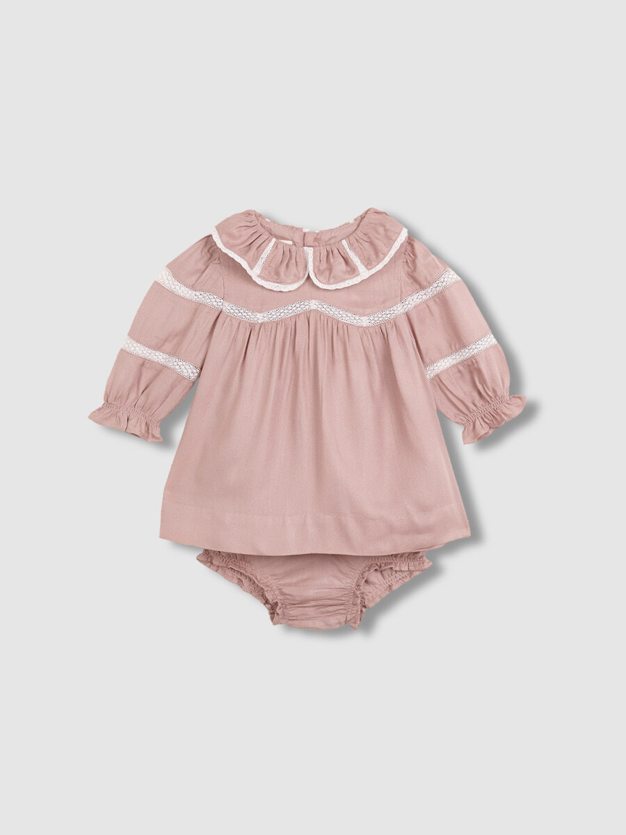 Vestido Con Tiras Bordada Lavanda