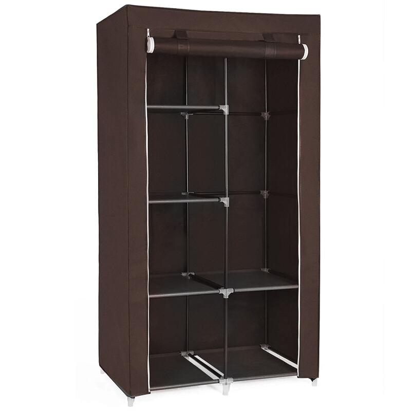 Ropero de 6 Estantes Desmontable de Caño y Tela TNT 105x45x175 Marron