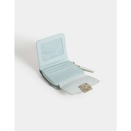 Billetera De Cuerina Con Broche Azul Celeste