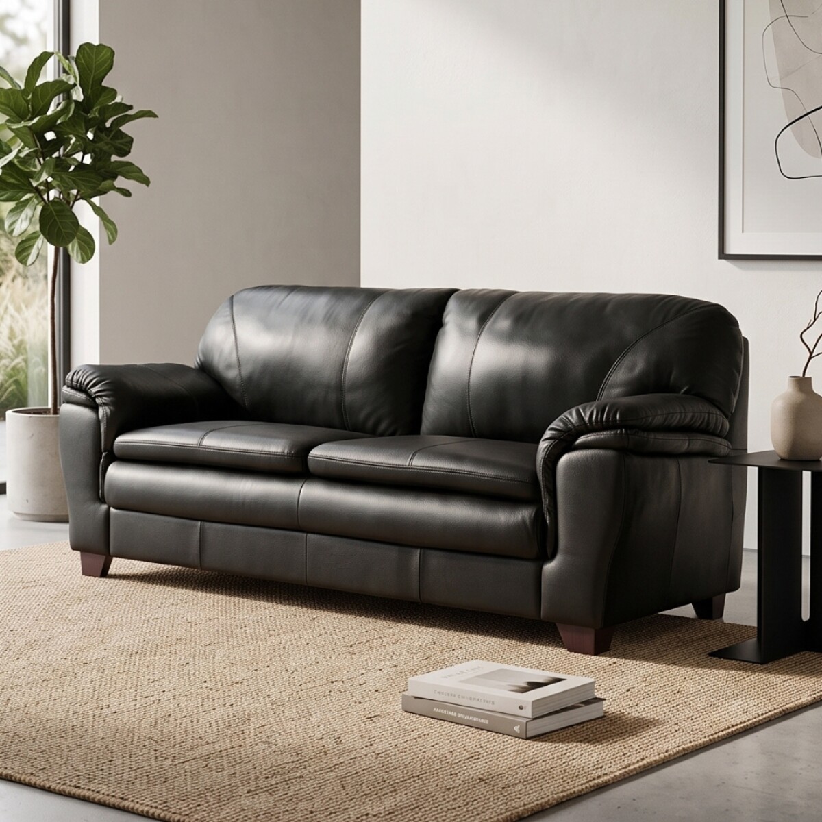 Sillón 100% Cuero - 3 Cuerpos - Monza - Negro 