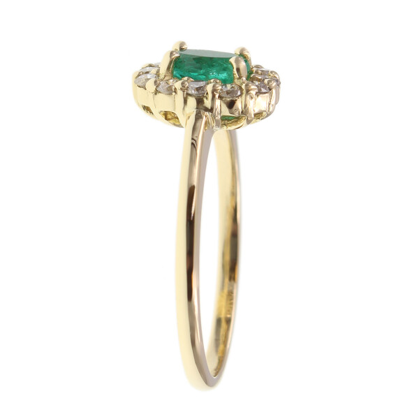 Anillo Diana en oro amarillo 18k con brillantes y esmeraldas Anillo Diana en oro amarillo 18k con brillantes y esmeraldas