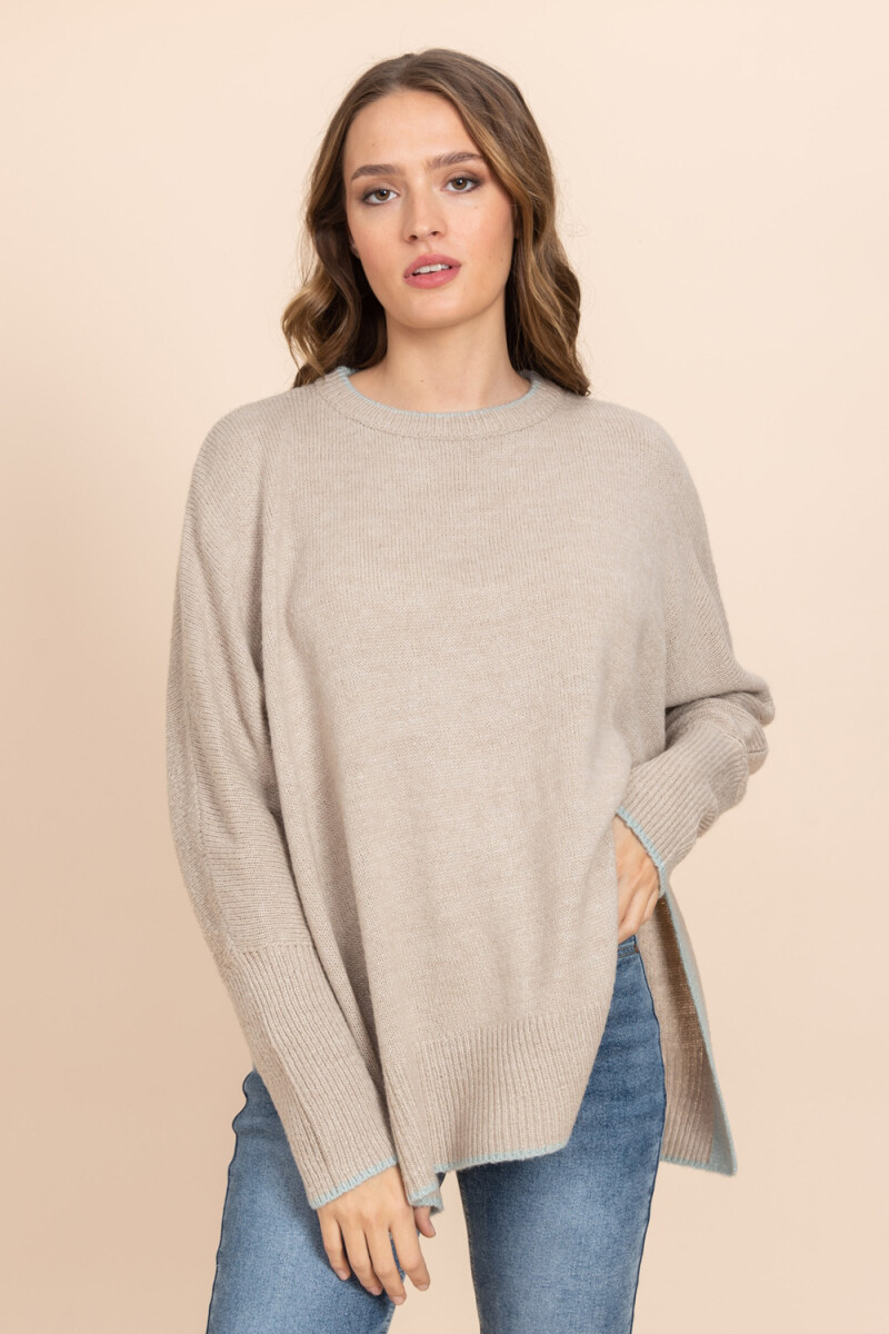 Sweater tejido con cortes - Beige 