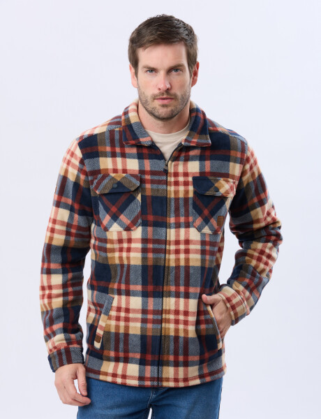 CAMPERA POLAR A CUADROS Azul