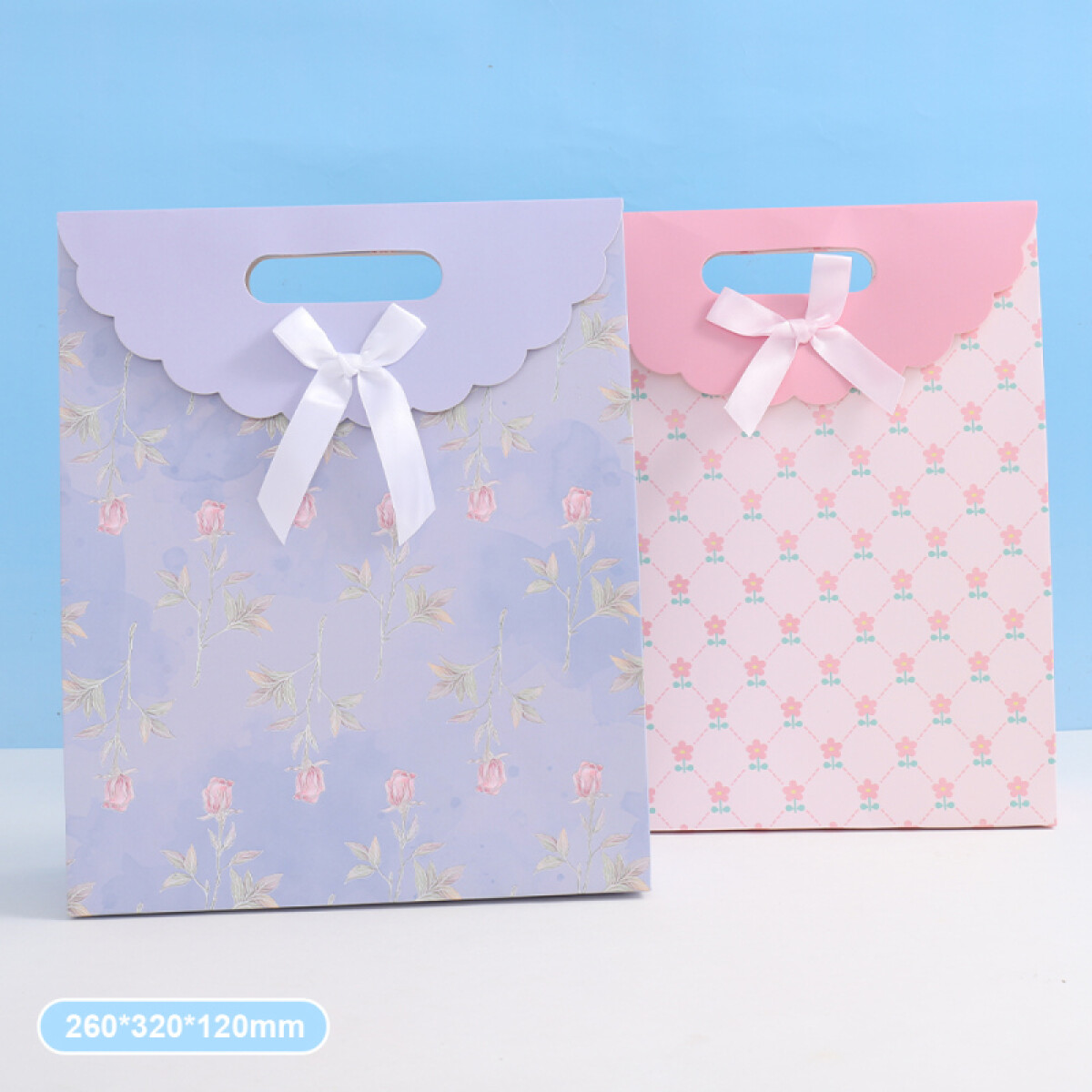 Bolsa De Papel Con Solapa - Flores - L 