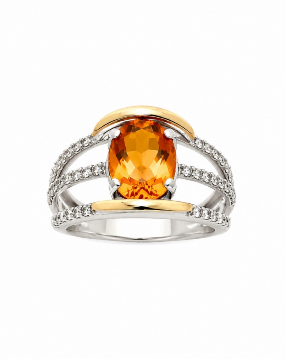 Anillo Plata con Zirconia Ambar 