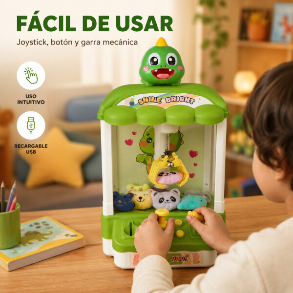 Máquina Infantil Grúa Agarra Juguetes Peluches Con Sonido Variante Color Verde