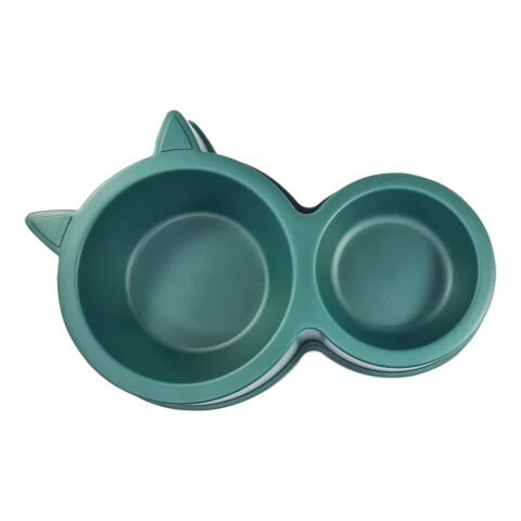 Plato Comedero Bebedero Gato Perro Diseño Orejitas Agua Comida variante color VERDEMILITAR